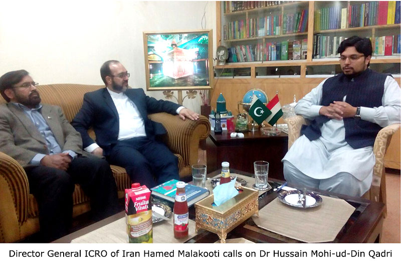 Director General Islamic Culture & Relations Organisations (ICRO) of Iran Hamed Malakooti calls on Dr Hussain Mohi-ud-Din Qadri