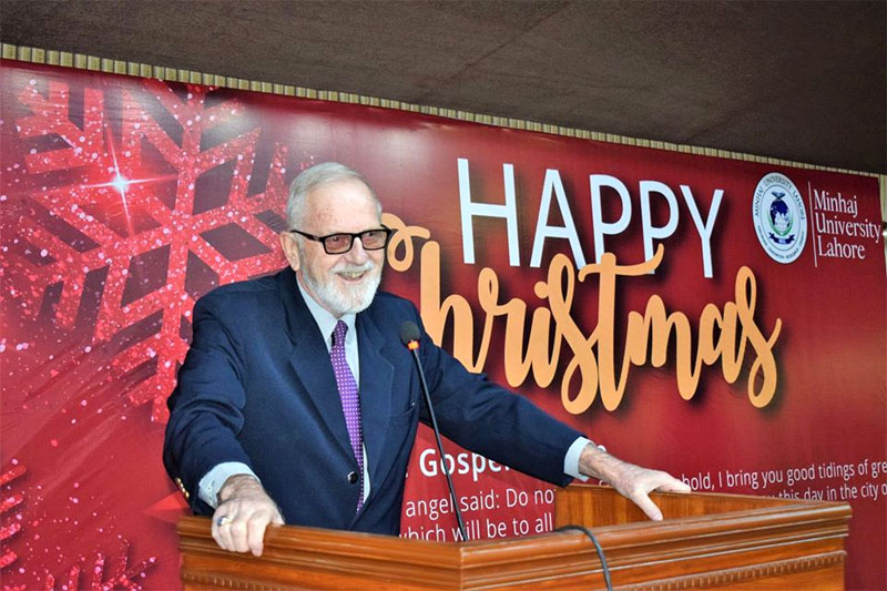 Dr. Herman Roborgh in his welcome address at Christmas Day Celebrations by Minhaj University Lahore