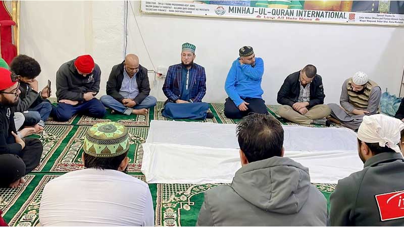 Conducting prayer ceremony at Minhaj ul Quran Islamic Center Johannesburg
