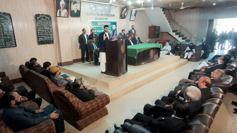 Dr Hassan Qadri addressing Bahawalpur Bar Council