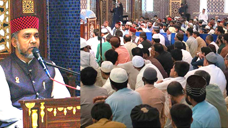 Rana idrees qadri adressing khutba Jummah in Jamia Shaykh ul Islam