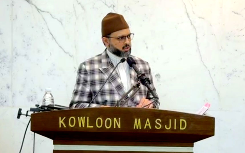 Dr Hassan Qadri addressing Friday Sermon at Kowloon Masjid Hong Kong