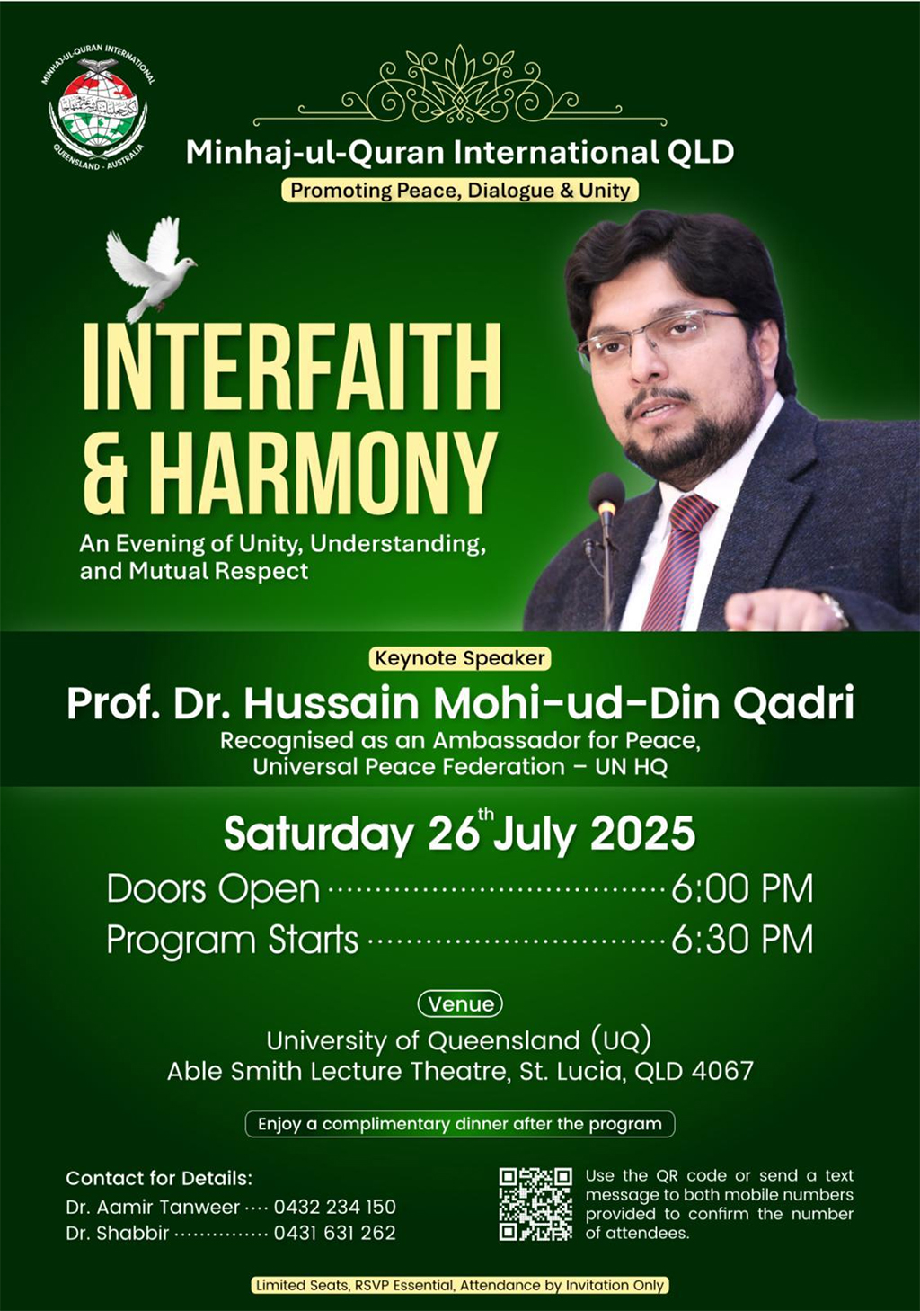 Minhaj-ul-Quran International QLD presents a thought-provoking evening dedicated to Interfaith & Harmony