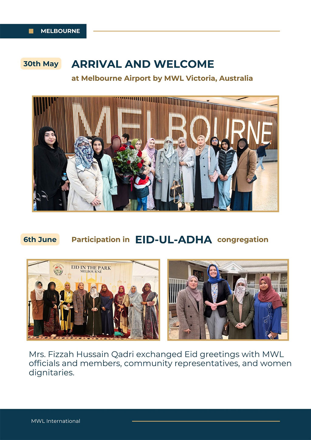 Mrs. Fizzah Hussain Qadri’s Australia Visit 2025