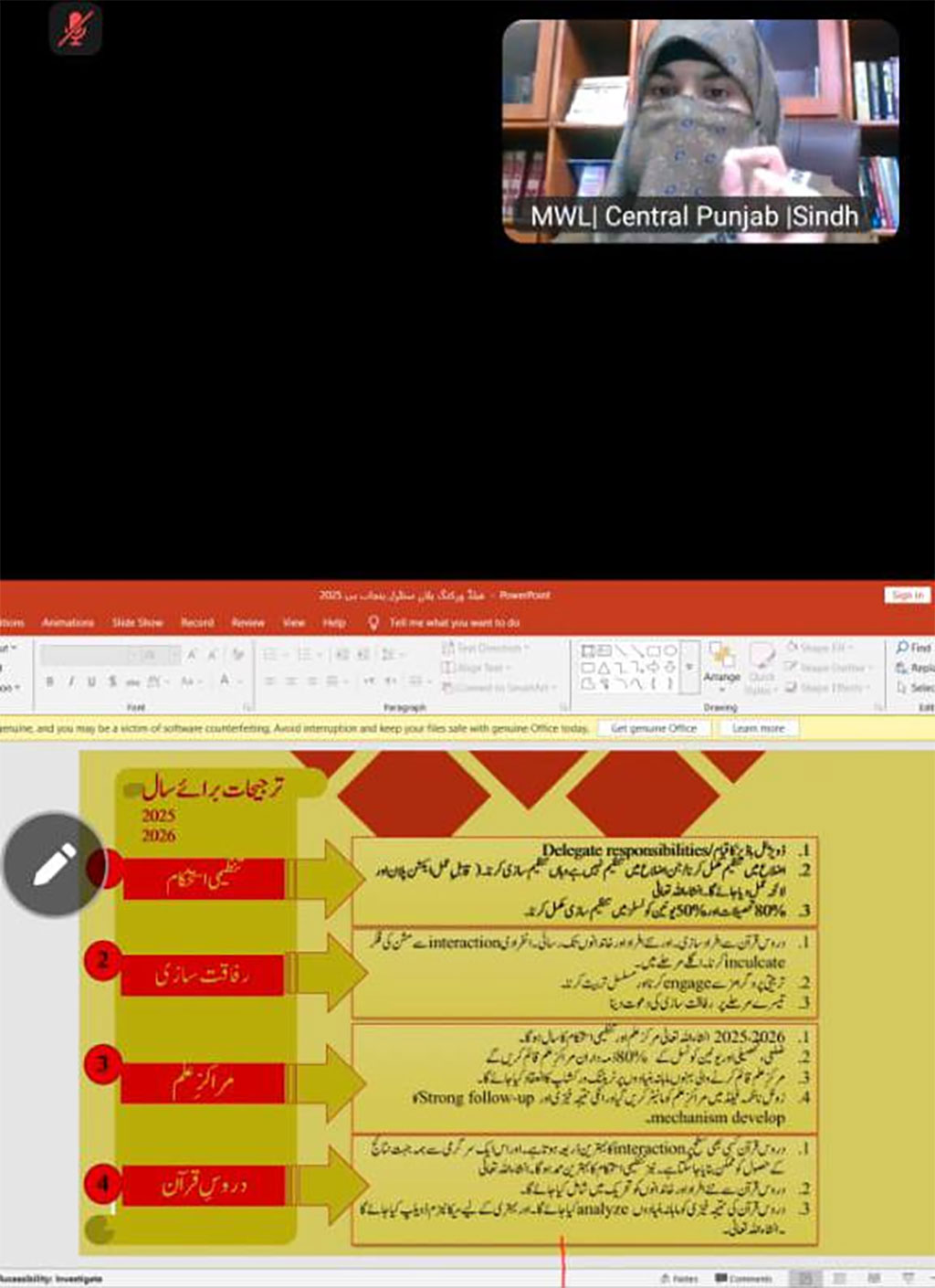 Online Meeting of MWL Central Punjab B and Sindh Zone