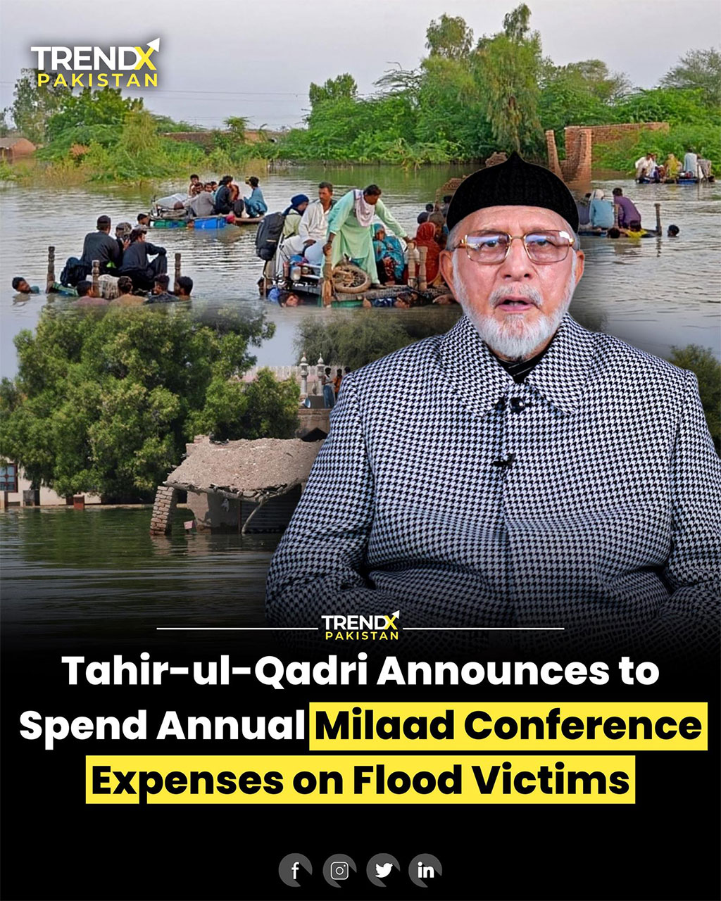 Shaykh-us-Islam flood relief announcement media coverage 2025
