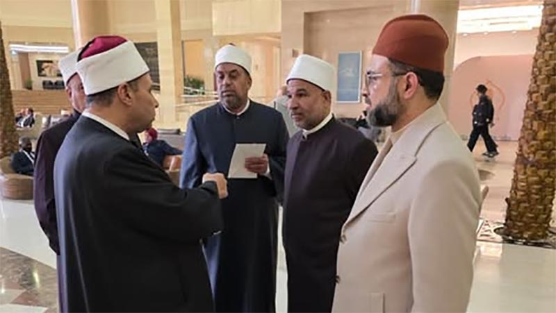 Professor Dr Hassan Mohi-ud-Din Qadri meeting Professor Dr Muhammad Abdul Rahim Al Bayoumi during 36th international conference in Cairo