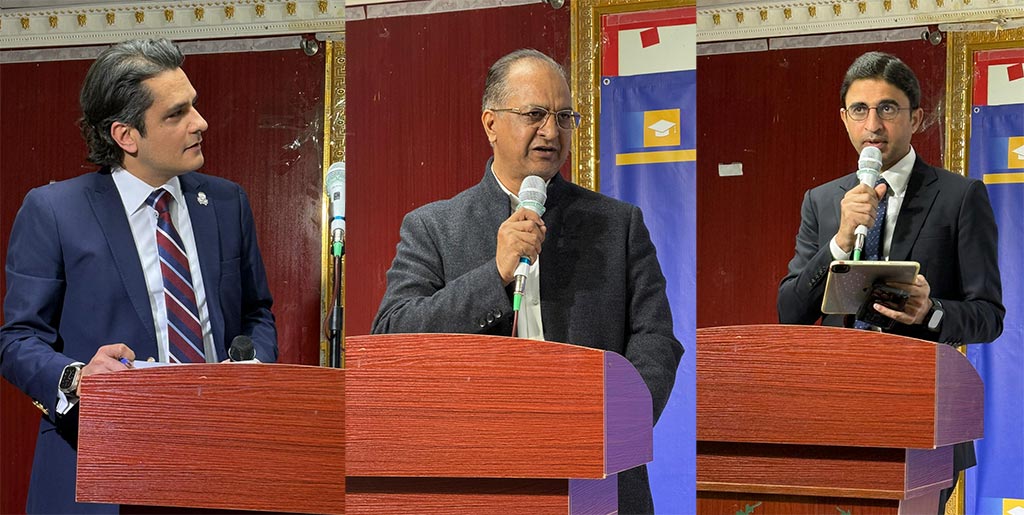 Prof. Dr. Hussain Mohi-ud-Din Qadri addressing Education for All seminar at Pakistan Club Hong Kong