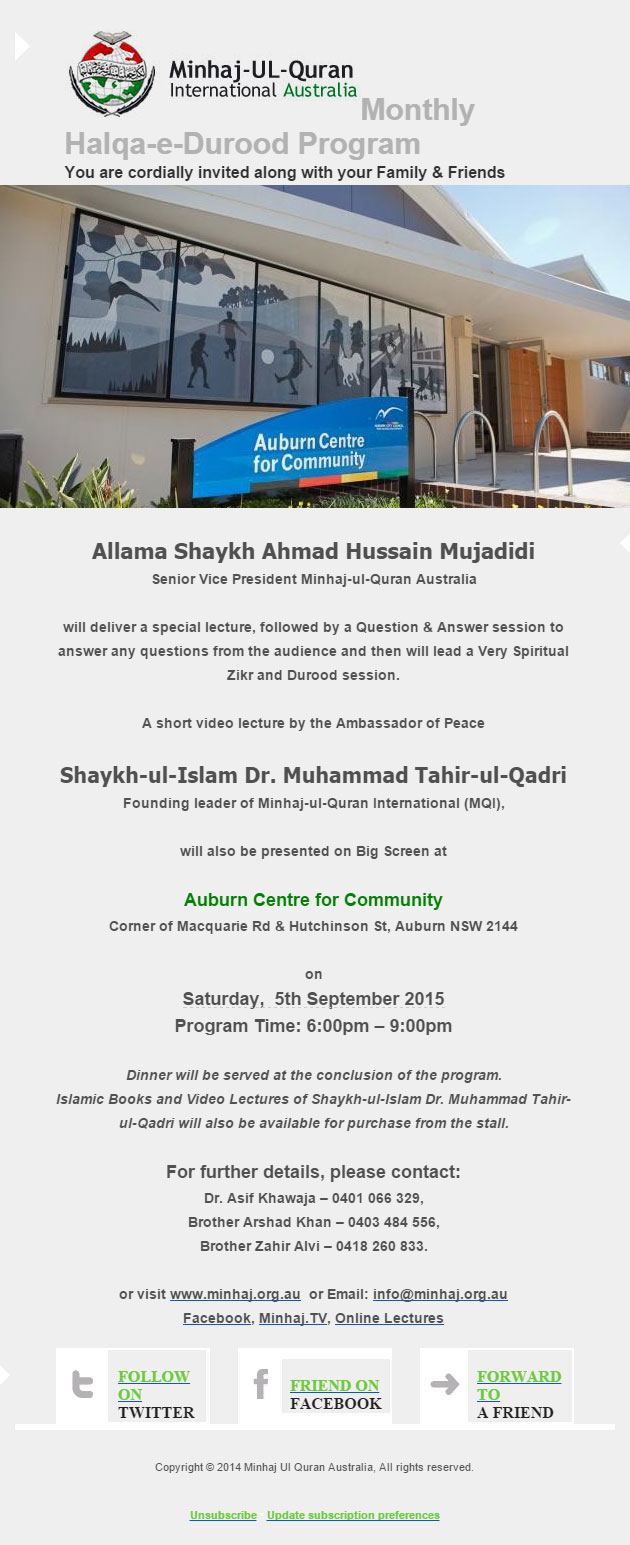 MQI Australia held Monthly Halqa-e-Durood Program