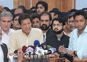 Imran Khan holds press conference at PAT Secretariat