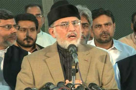 Dunya News: Tahirul Qadri challenges Nawaz Sharif to Public Debate