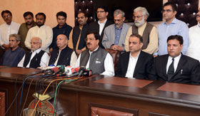 Joint Press Conference by PAT & PTI leadership (PAT to support PTI candidate in NA-122 by-poll)