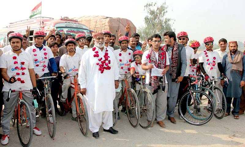 ضرب امن سائیکل کاررواں کی سندھ آمد پر شاندار استقبال