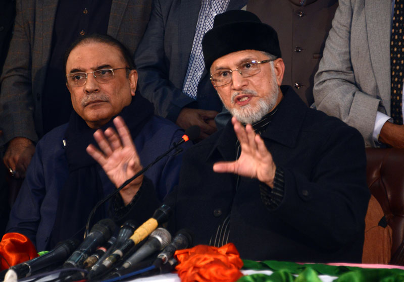 Asif Zardari and Dr Tahir-ul-Qadri demand Shahbaz Sharif’s resignation