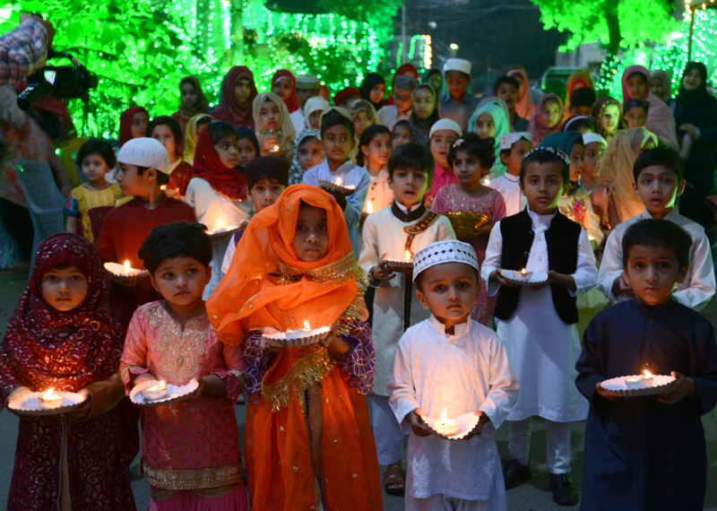 Children take out a rally to welcome Rabi-ul-Awwal