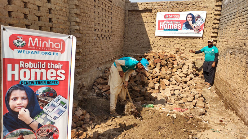 قمبرشہدادکوٹ: منہاج ویلفئیر فاؤنڈیشن کے زیراہتمام سندھ میں سیلاب متاثرین گھروں کی تعمیر