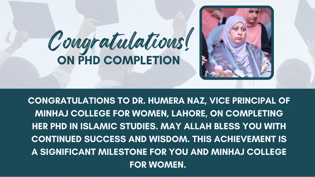 Dr Ghazala Qadri congratulates Dr Humaira Naz upon successful completion of her PhD degree