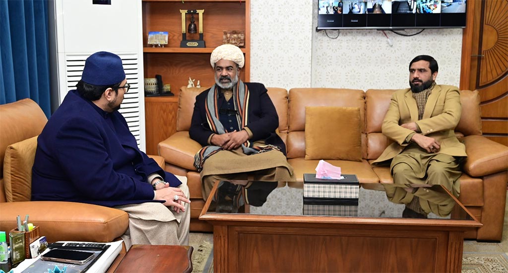 پروفیسر ڈاکٹر حسین محی الدین قادری سے معروف صوفی سکالر صاحبزادہ محمد عاصم مہاروی چشتی اور چودھری محمد عثمان کسانہ کی ملاقات 