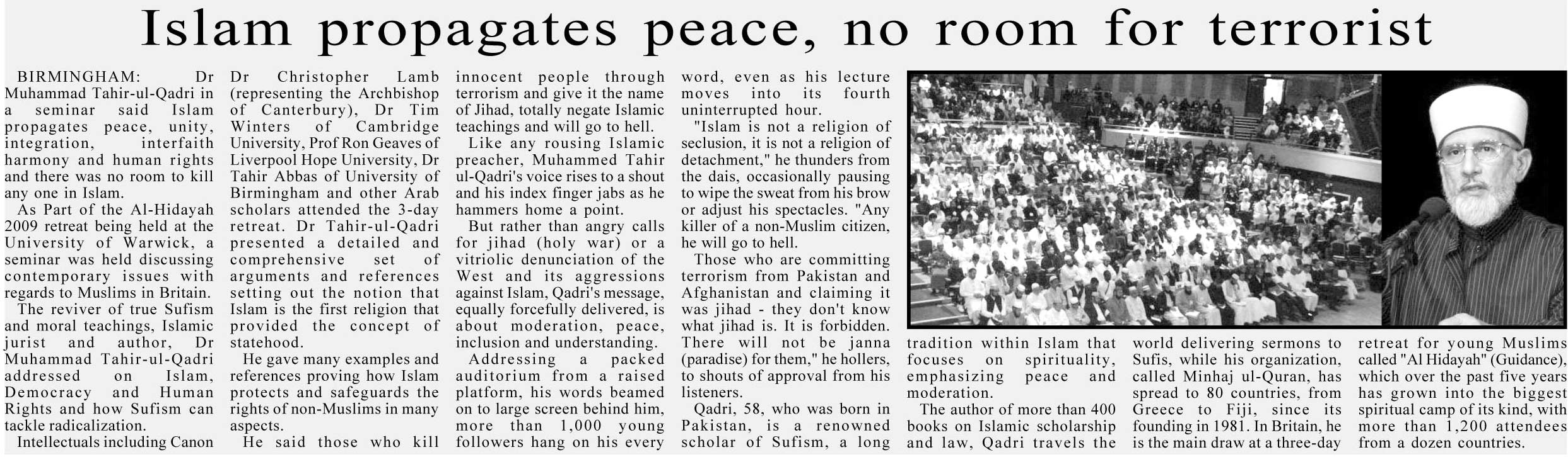 تحریک منہاج القرآن Minhaj-ul-Quran  Print Media Coverage پرنٹ میڈیا کوریج Daily Asia