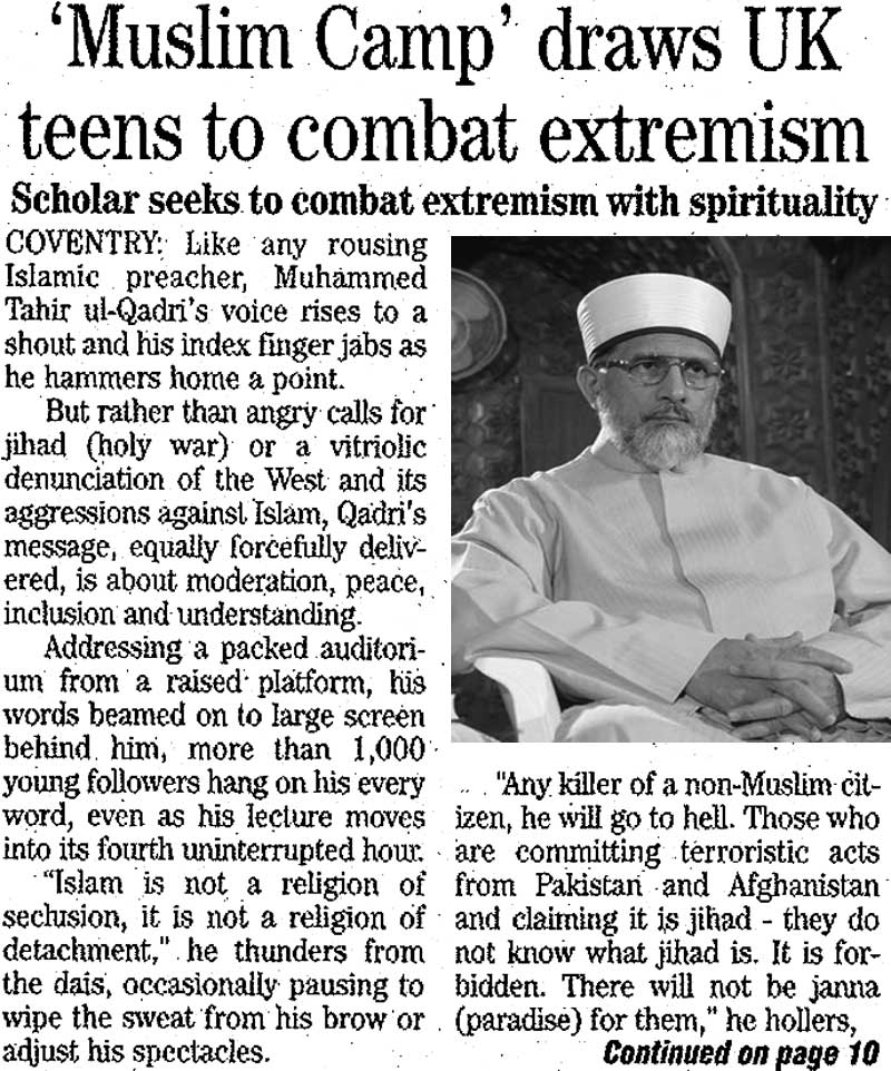 تحریک منہاج القرآن Minhaj-ul-Quran  Print Media Coverage پرنٹ میڈیا کوریج Daily The News London