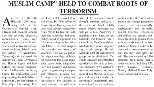 Minhaj-ul-Quran  Print Media Coverage Urdu Times UK Page: 13