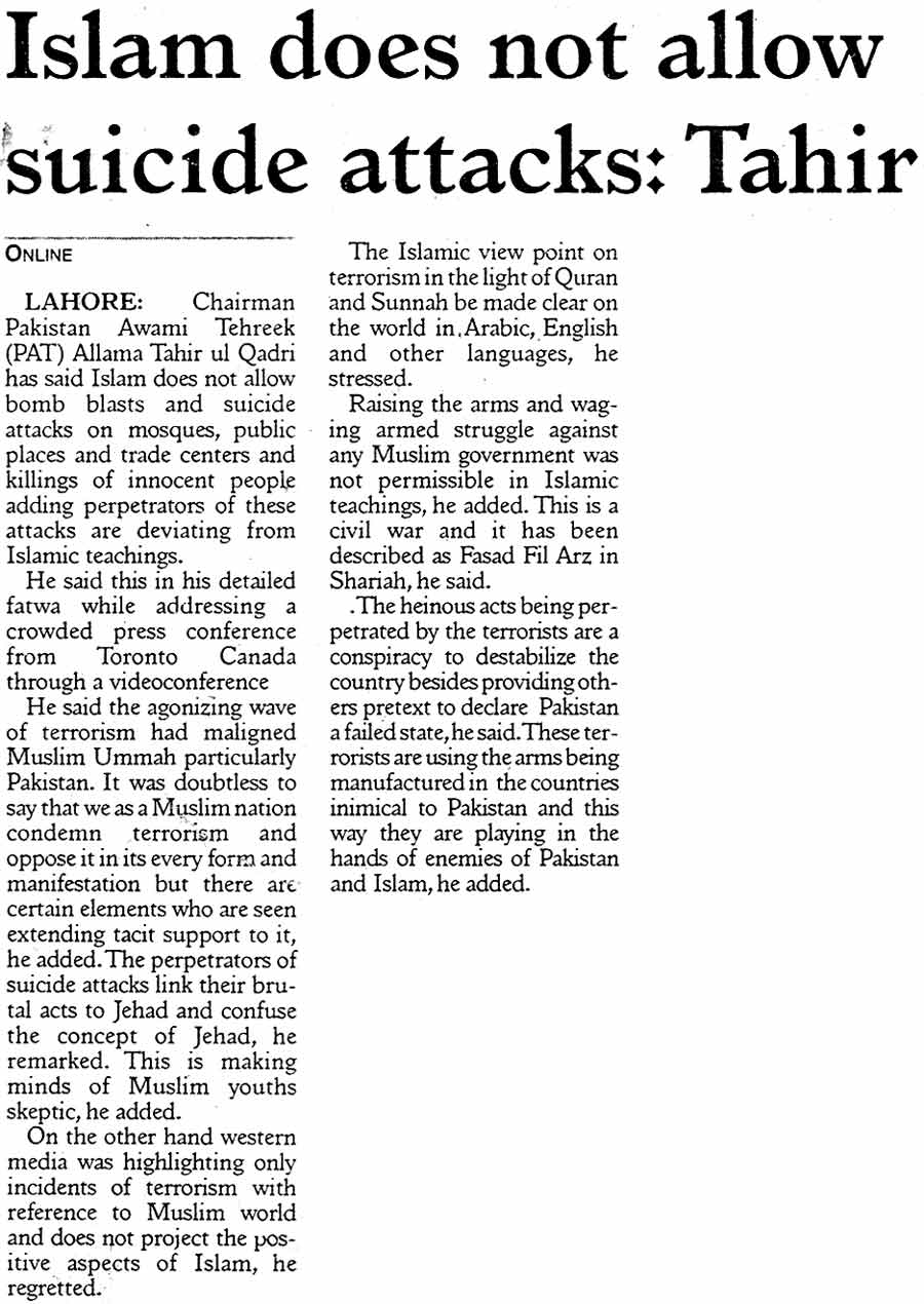 Minhaj-ul-Quran  Print Media Coverage Daily Post Page: 3