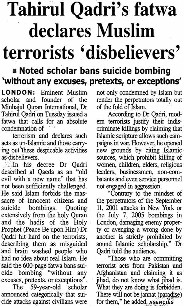 Minhaj-ul-Quran  Print Media Coverage Daily The Times Page: A2