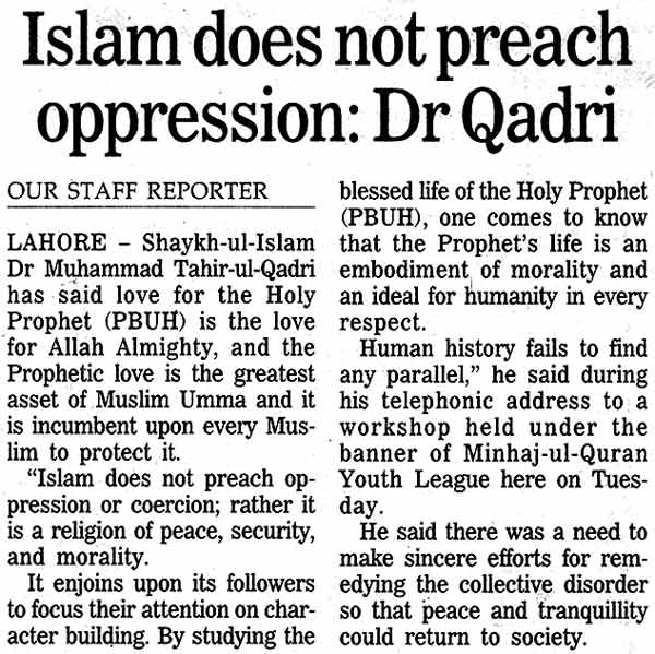 Minhaj-ul-Quran  Print Media Coverage Daily The News Page: 14