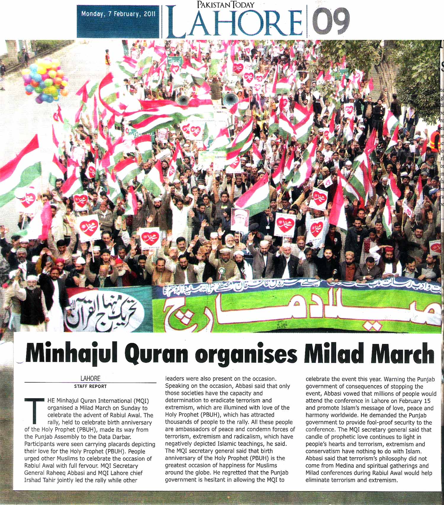 Minhaj-ul-Quran  Print Media CoverageDaily-Pakistan-To-Day-Page-9