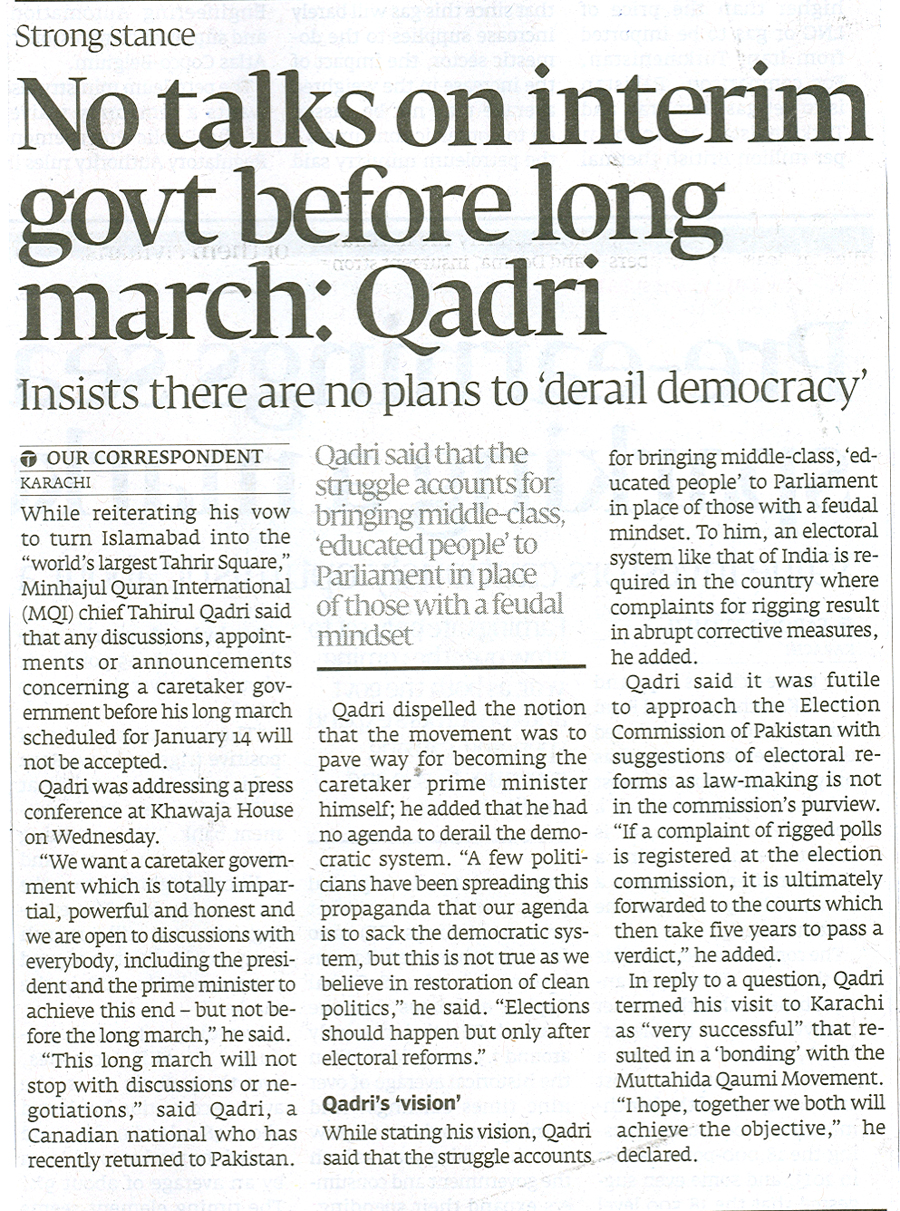 Minhaj-ul-Quran  Print Media CoverageDaily Express Tribune