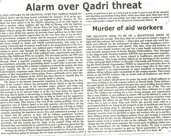 تحریک منہاج القرآن Pakistan Awami Tehreek  Print Media Coverage پرنٹ میڈیا کوریج Daily Times