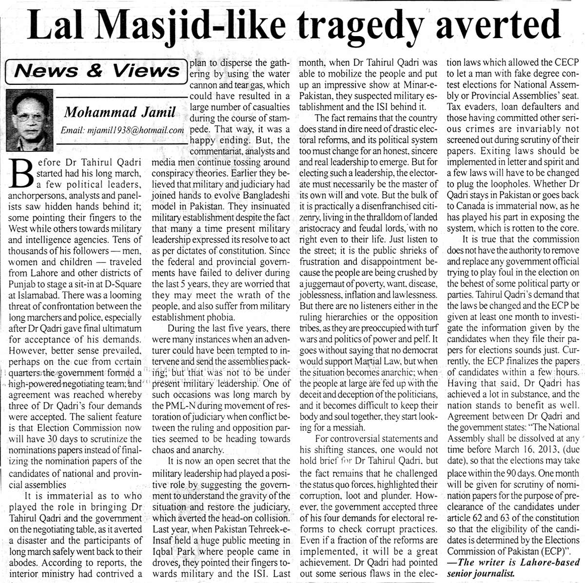 Minhaj-ul-Quran  Print Media CoverageDaily Pakistan Observer