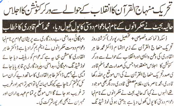 Minhaj-ul-Quran  Print Media Coverage Daily Hakoomat-2