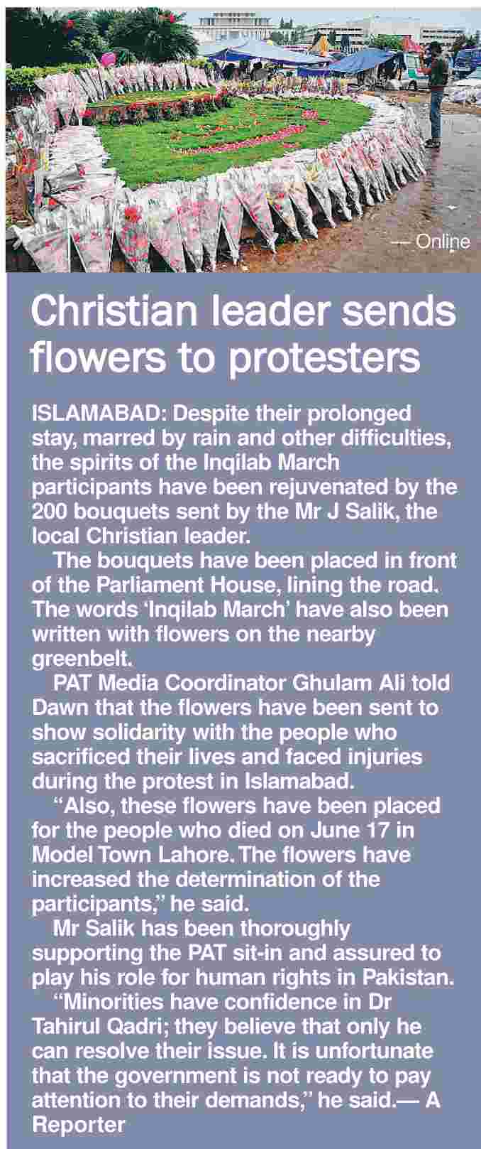 Minhaj-ul-Quran  Print Media CoverageDaily Dawn Page 4