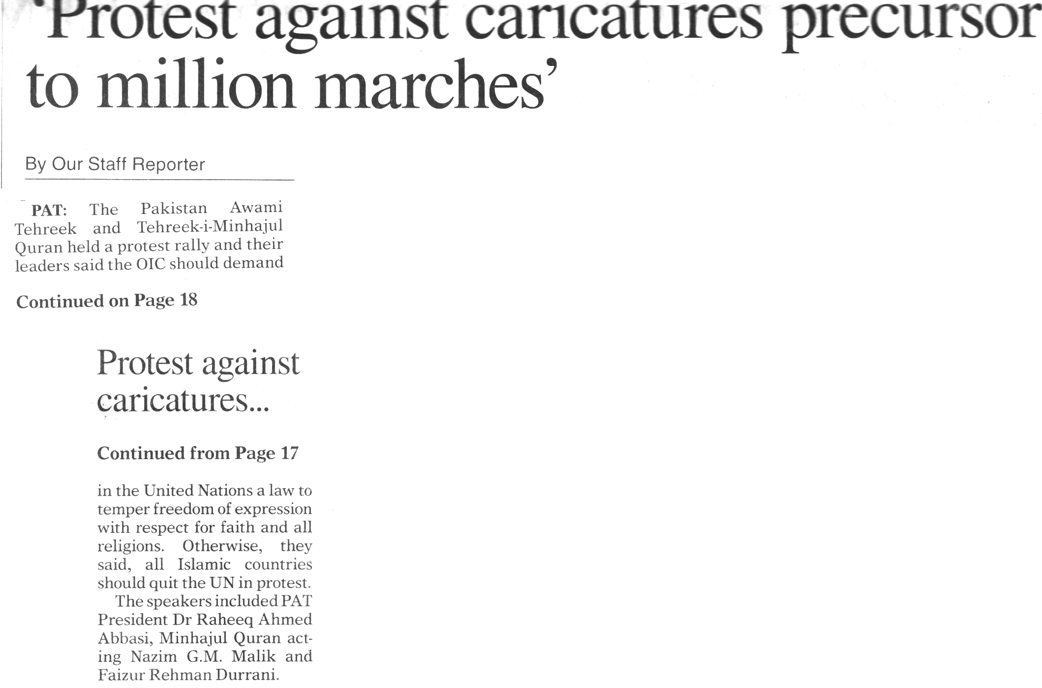 تحریک منہاج القرآن Minhaj-ul-Quran  Print Media Coverage پرنٹ میڈیا کوریج Daily Dawn City Page