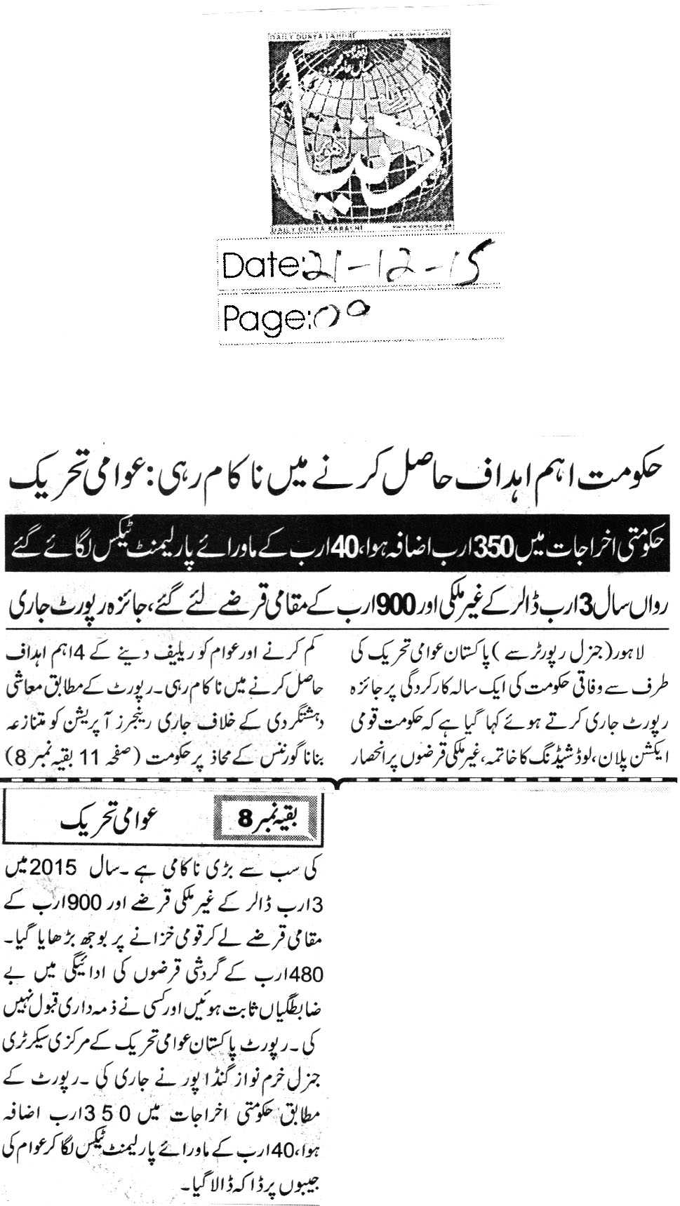 Minhaj-ul-Quran  Print Media Coverage Daily Dunya City PAge
