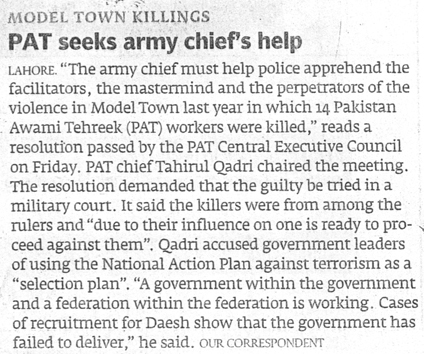 Minhaj-ul-Quran  Print Media Coverage EXPRESS TRIBUNE CITY PAGE