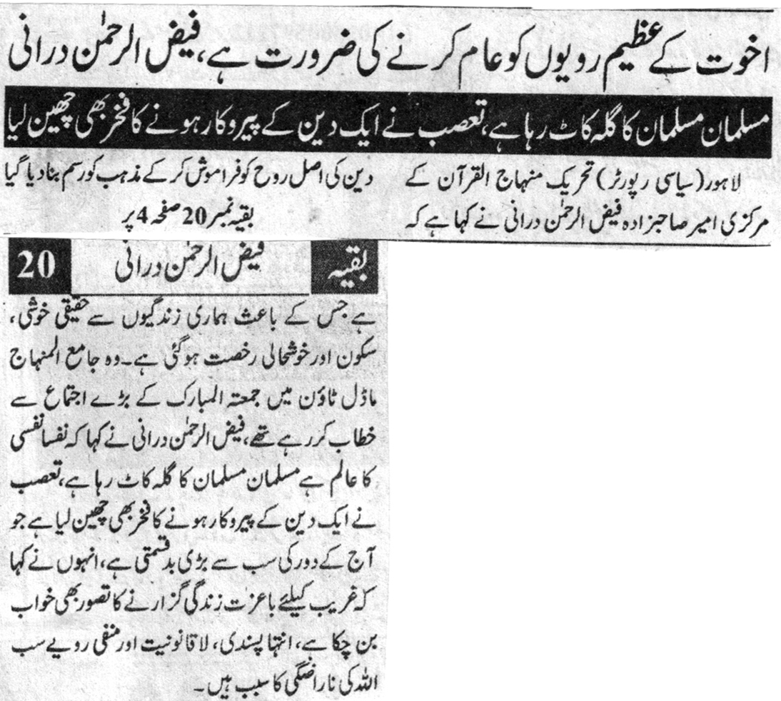 Minhaj-ul-Quran  Print Media Coverage DAILY DIN PAGE 2-A