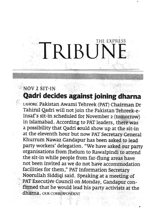 Minhaj-ul-Quran  Print Media CoverageExpress Tribune