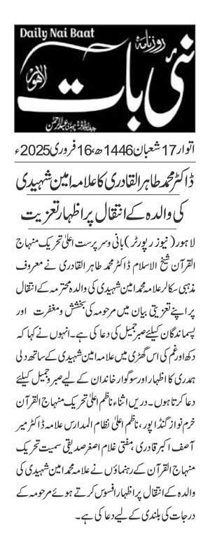 Minhaj-ul-Quran  Print Media Coverage DAILY NAI BAAT PAGE 2