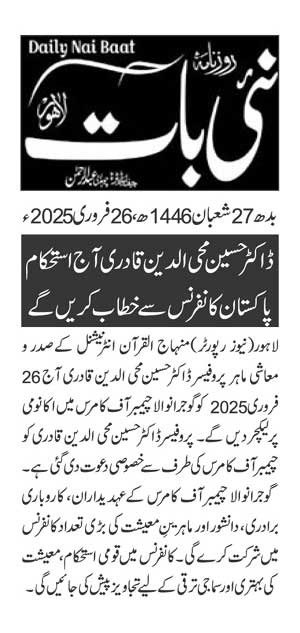 تحریک منہاج القرآن Pakistan Awami Tehreek  Print Media Coverage پرنٹ میڈیا کوریج DAILY NAI BAAT PAGE 2