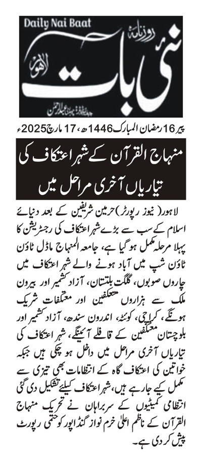 تحریک منہاج القرآن Minhaj-ul-Quran  Print Media Coverage پرنٹ میڈیا کوریج DAILY NAI BAAT PAGE 2