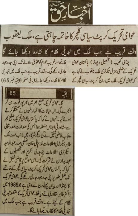 تحریک منہاج القرآن Minhaj-ul-Quran  Print Media Coverage پرنٹ میڈیا کوریج Daily Akhbar e Haq Page 2 