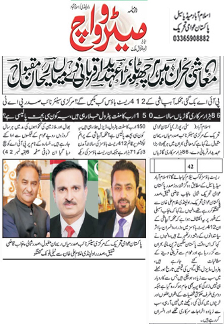 Minhaj-ul-Quran  Print Media CoverageDaily Metroweatch Back Page