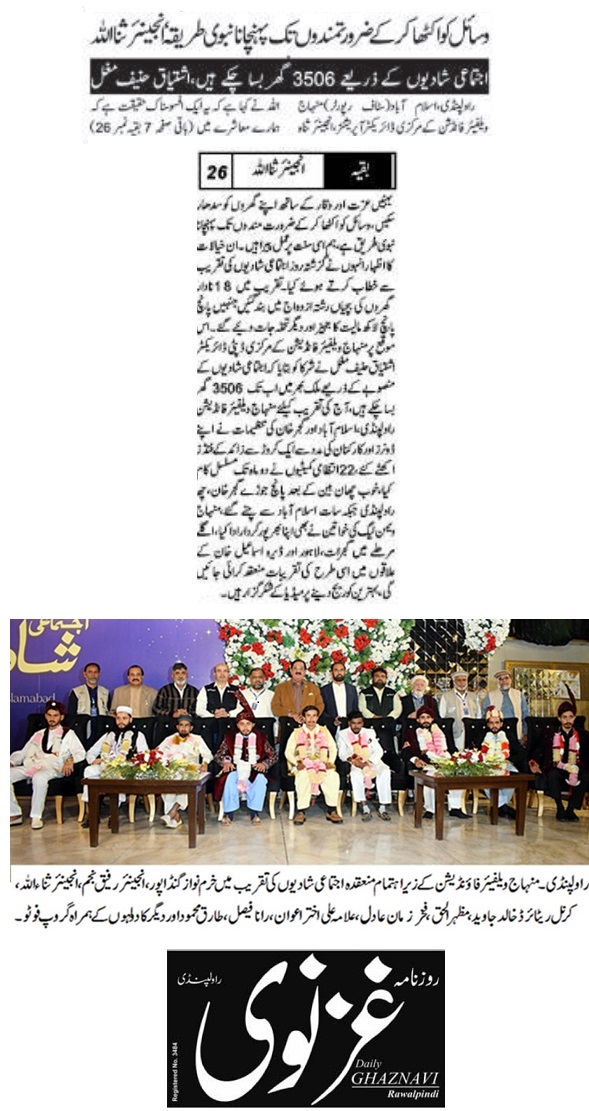 Minhaj-ul-Quran  Print Media Coverage DAILY GHAZNAVI BACK PAGE