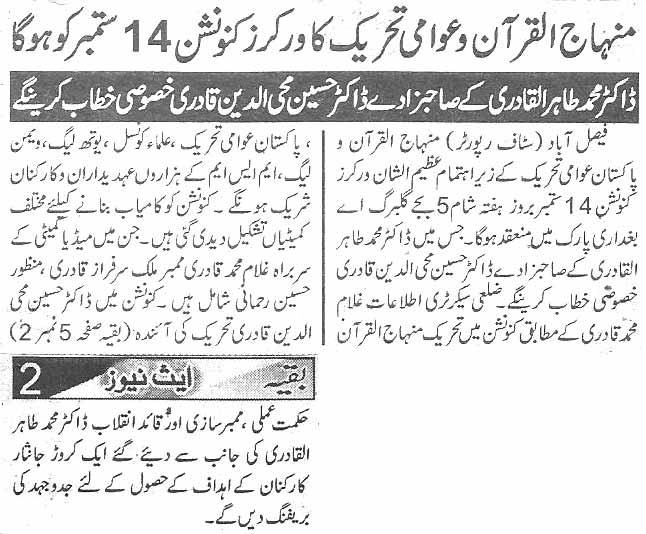 Pakistan Awami Tehreek Print Media CoverageDaily Ace news page 3