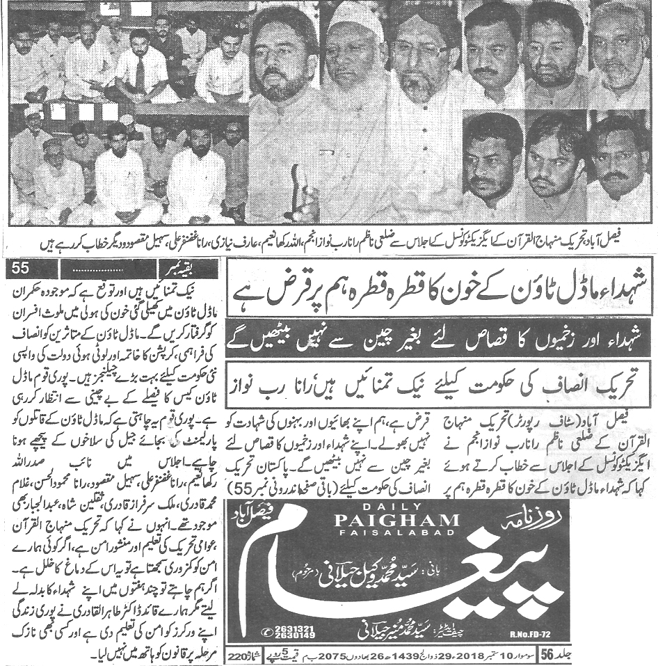 Pakistan Awami Tehreek Print Media CoverageDaily Paigham Back page 