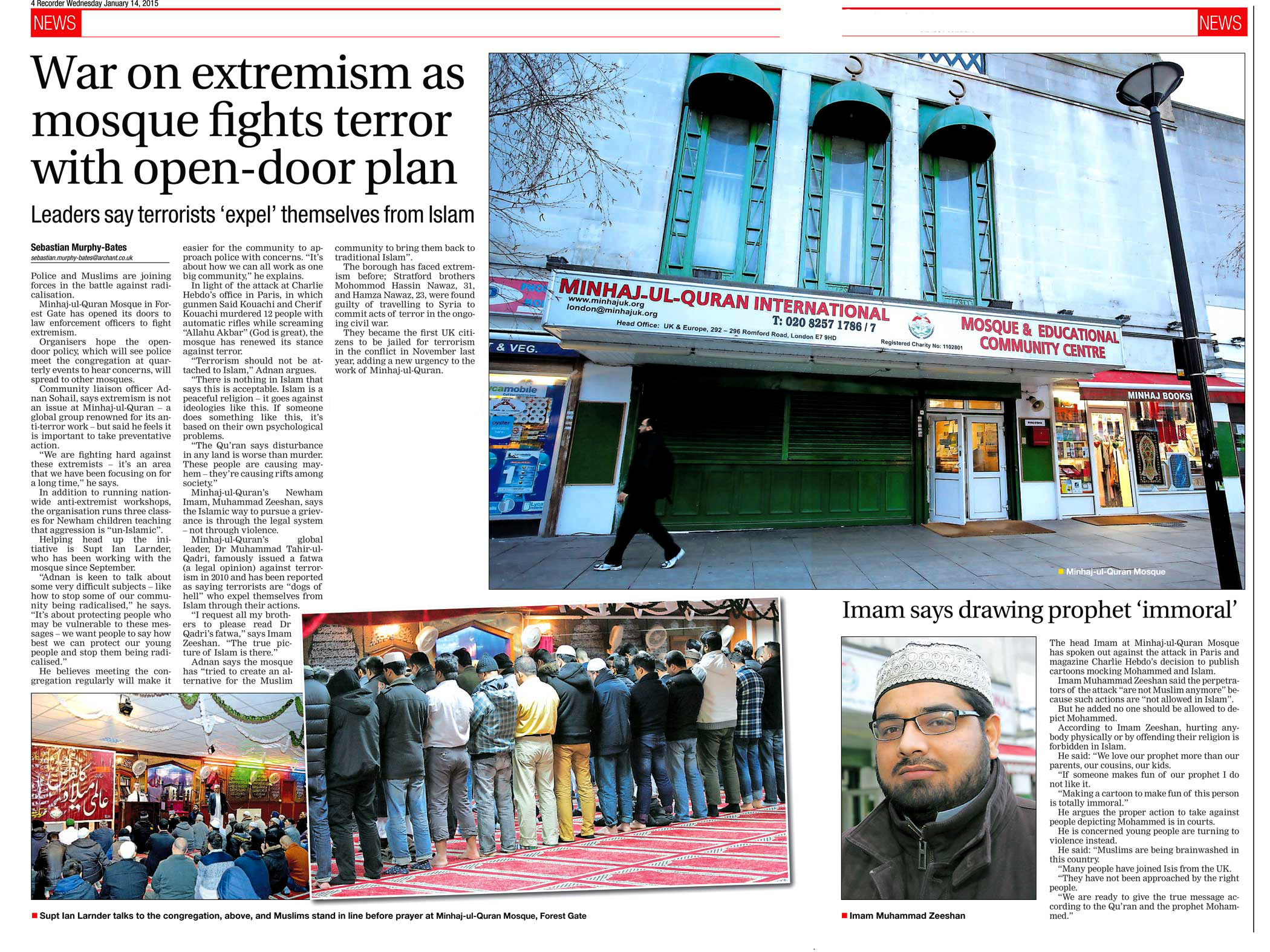 Minhaj-ul-Quran  Print Media Coverage Newham Recorder - London